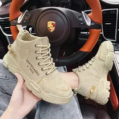 Bota de pelúcia masculina, com renda, antiderrapante, tornozelo, casual, ao ar livre, tênis masculinos, quente, inverno, moda, novo