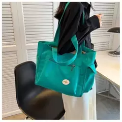Bolsa de ombro de grande capacidade feminina, sacola de estudante, bolsa de classe, lona, nova moda, 2023 - loja online