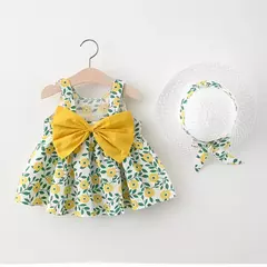 Bebê recém-nascido Cotton Beach Suspender Dress e Sun Hat Princess Dress, Toddler Girl Clothes, Verão, 2 pcs - Wolf Magazine