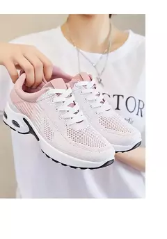 Tênis de corrida respirável feminino, tênis feminino, malha leve, almofada de ar, calçados esportivos, ao ar livre, com renda, treinamento, verão, novo na internet