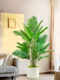 Palmeira artificial para decoração de jardim doméstico, planta falsa, plástico verde, ramos de folhas de palmeira, decoração tropical, 68-125cm, 50,2 pol na internet