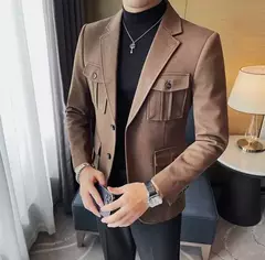 Blazers masculinos de peito único, ternos cinza, casacos grandes, tamanho grande, moda de alta qualidade, novo em 2020