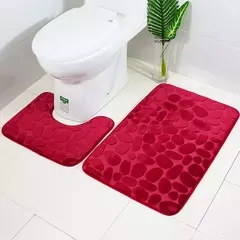 Jogo antiderrapante da esteira do banho do banheiro, Tapete De Cobblestone, Tapetes de chuveiro absorventes, Tampa do vaso sanitário, 2Pcs Set, 3 Pcs na internet