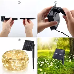 Impermeável cobre fio LED String Lights, Solar Power Lamp, jardim ao ar livre, casamento, festa de Natal, guirlanda, fada, 100 - comprar online