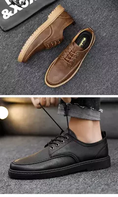 Sapato Oxford casual masculino, sapato de couro masculino, mocassins com renda de luxo, sapato de vestido masculino brogue, moda clássica, 2024 - loja online