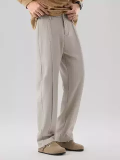 Calça casual plissada masculina, calça de terno plissada, cintura em faixas, estiramento, perna larga plissada, calça reta solta, nova, outono, 2023 - loja online
