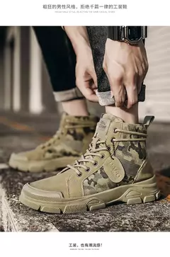 Botas masculinas casuais ao ar livre botas de deserto outono moda camuflagem rendas sapatos de plataforma homem botas masculinas zapatos hombre - comprar online