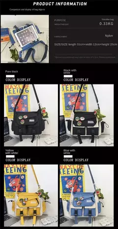 Nylon Crossbody Bolsas para Mulheres, Messenger Bag para Meninas, Sacos de Livros Escolares, Bolsas de Lona Jovem, Bolsa de Ombro, Harajuku Sac, Homens - Wolf Magazine