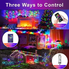 Imagem do Cordas de iluminação led fada à prova dwaterproof água bolha bola lâmpada bluetooth app controle remoto usb controlador música sonho cor natal