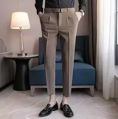Imagem do Calça formal de cintura alta masculina, roupa de negócios, calça para alfaiataria social, de qualidade luxuosa, preta, verão, 2022