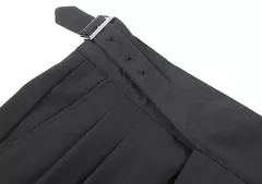Estilo britânico dos homens de cintura alta vestido casual calça masculina cinto design calças finas formal escritório social vestido de festa de casamento terno calças - Wolf Magazine