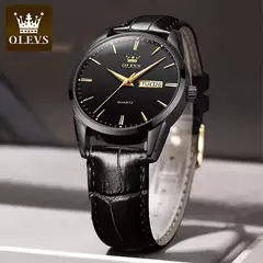Olevs relógios de quartzo dos homens marca luxo casual moda relógio masculino para presentes couro respirável à prova dwaterproof água relógio de pulso luminoso - Wolf Magazine