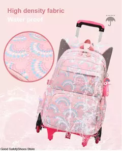 Rolling School Bags for Girls, Mochila impermeável para crianças com rodas, Trolley Luggage Back Pack, Ensino médio - loja online