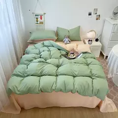 Soft lavado algodão roupa de cama Set, Duvet Cover, fronha e lençol, Home Bedclothes, cama preta - comprar online