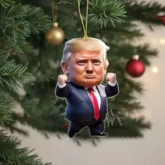 Natal acrílico pendurado ornamento para carro e árvore, pingente dos desenhos animados engraçados, Trump-Inspirado, presente perfeito do feriado, 1pc na internet