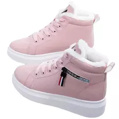 Botas de pelúcia quente PU para mulheres, sapatos de inverno, apartamentos, rendas, botas de neve curtas, senhoras, 2022 - Wolf Magazine