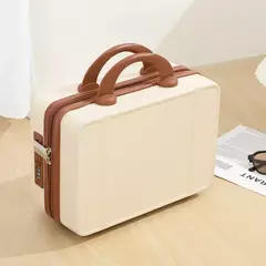 Mão estilo japonês com alça na bagagem, cosméticos para maquiagem, bolsa organizadora de viagem com protetores metálicos 14";;VERDADEIRO;;"Black