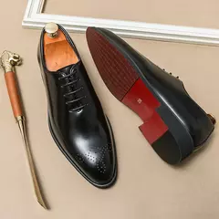 Sapato de vestido de fundo plano marca clássica, sapatos de negócios high-end masculinos, sapatos casuais diários de deslocamento masculino, marrom
