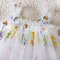 Imagem do Vestido de malha bordado feminino, Alça de fada, Asas de arco traseiro, Princesa, Aniversário, Doces Bebés, Verão
