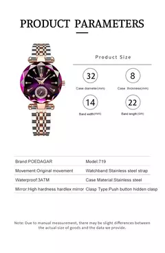 POEDAGAR-Relógio feminino impermeável em aço inoxidável, elegante relógio de pulso para senhoras, vestido luxuoso, relógios quartzo diamante - Wolf Magazine