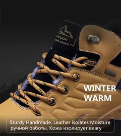 Botas de neve de couro quente masculinas, tênis de caminhada ao ar livre, sapat - comprar online