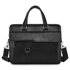 Bolsa de ombro de couro masculina, pasta para laptop, mensageiro, carteira de negócios, marca de luxo, pasta para documento A4