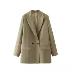 TRAF-Blazer feminino de escritório, preto, bege, cáqui, azul, verde, cinza, casaco de moda, blazers femininos, jaqueta, casacos, 2024 - Wolf Magazine