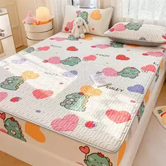 Esteira espessa de látex natural para cama, sensação fresca, seda gelada, capa e fronha, macio respirável, resfriamento, verão