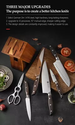 XINZUO-Profissional Conjunto De Facas De Cozinha Completo, Alemão 1.4116 Conjuntos De Facas De Aço Inoxidável, Melhor Ferramenta De Fatiamento De Cozinha, 7 PCs - Wolf Magazine
