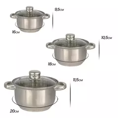 Conjunto Panelas 5 Peças Tampa Vidro Aço Inox na internet