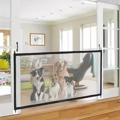 Cerca de segurança para porta de cachorro, malha dobrável, sem perfuração, escada, entrada de cozinha, porta interna, proteção para animais de estimação, gancho de isolamento - Wolf Magazine