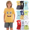 Kit Sortido 4 Peças Pijama Infantil Menino Manga Curta Atacado 1 Ao 10 - 2 Conjuntos Pijamas Infantil para Meninos
