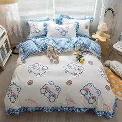Imagem do Yanyangtian rendas 4-piece conjunto de cama folha colcha capa fronha linho para a família crianças quarto sala estar conjunto 4 pçs