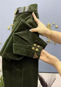 Calças coreanas harém de veludo quente para mulheres, calças soltas femininas, calças casuais grossas para senhoras, cintura alta