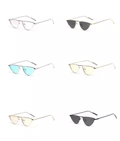 Óculos de sol triangulares femininos, óculos de sol de liga vintage, únicos e elegantes, tons pretos e dourados, verão, novo, 2024