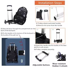 Mochila escolar com rodas para crianças, Mochila de rolamento para menino, Mochila escolar com rodas, Mochila de bagagem de mão, 6 rodas - Wolf Magazine