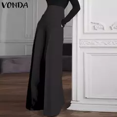 Vonda-Calça de perna larga, cintura alta com zíper, calça palazzo comprida, monocromática, elegante, escritório, moda, casual, verão, 2022 - comprar online