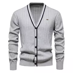 AIOPESON-Suéter de cardigã com botão de algodão masculino com decote em v, suéteres casuais masculinos de malha juvenil, marca - comprar online