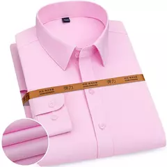 Imagem do Camisa de negócios de cor sólida masculina, Moda formal, Fino, Clássico, Básico, Casual, Fino, Branco, Manga comprida, Social, Roupas de marca, Novo