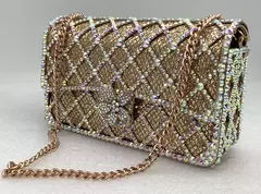 XIYUAN-Bolsas Mensageiro de Corrente Longa para Mulheres Bolsas Diamantes, Bolsa de Ombro para Festa de Casamento, Laranja, Azul, Prata, Jóias Verdes