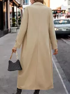 Imagem do Trench coat de Natal para mulheres, casaco de manga comprida com botões, lapela solta, roupas ao ar livre, moda, outono e inverno, 2024