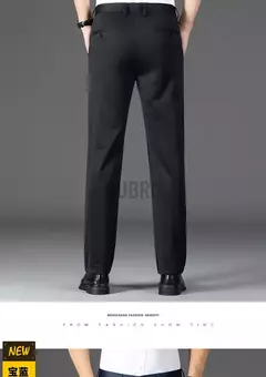 Imagem do KUBRO-Calça casual reta masculina de seda e gelo, calça masculina, roupa seca rápida, coreana, nova, primavera, outono, 2024