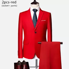 Terno de casamento fino com três peças para homens, conjuntos monocromáticos de negócios e escritório, blazer grande, calça e colete, moda luxo na internet