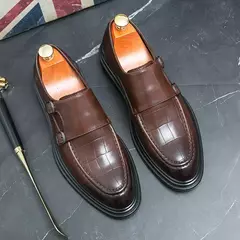 WAERTA-sapatos formais para homens, sapatos derby, sapato de couro, fivelas duplas, sapatos aguçados para cavalheiros, moda para casamento, tamanho grande, 38-46