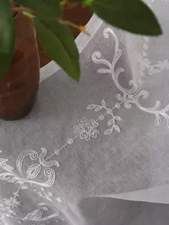 Sheer bordados Floral Cortinas Voile para sala e quarto, cortinas brancas na internet