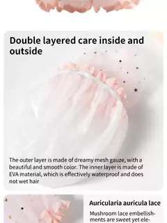 Double-Layer Shower Cap para senhoras, PVC, impermeável, à prova de óleo, banheiro, cozinha, agregado familiar, banhando-se na internet