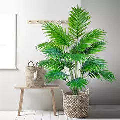 Palmeira artificial para decoração de jardim doméstico, planta falsa, plástico verde, ramos de folhas de palmeira, decoração tropical, 68-125cm, 50,2 pol - Wolf Magazine