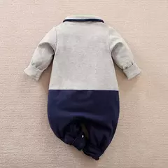 Macacão de algodão manga comprida para bebê recém-nascido, estilo cavalheiro, alças de festa, roupas confortáveis, primavera e outono, 0-18