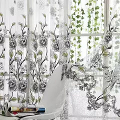 Imagem do Peony Tule Cortinas para Porta e Janela da Cozinha, Jacquard Sheer Voile, Cortinas de Fios, Sala e Quarto, 100x200cm, Y, 1PC