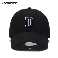 Boné bordado de algodão macio, letra inicial A-Z Snapback Caps para homens e mulheres, elegante equipe esporte viseiras, preto, alta qualidade - loja online